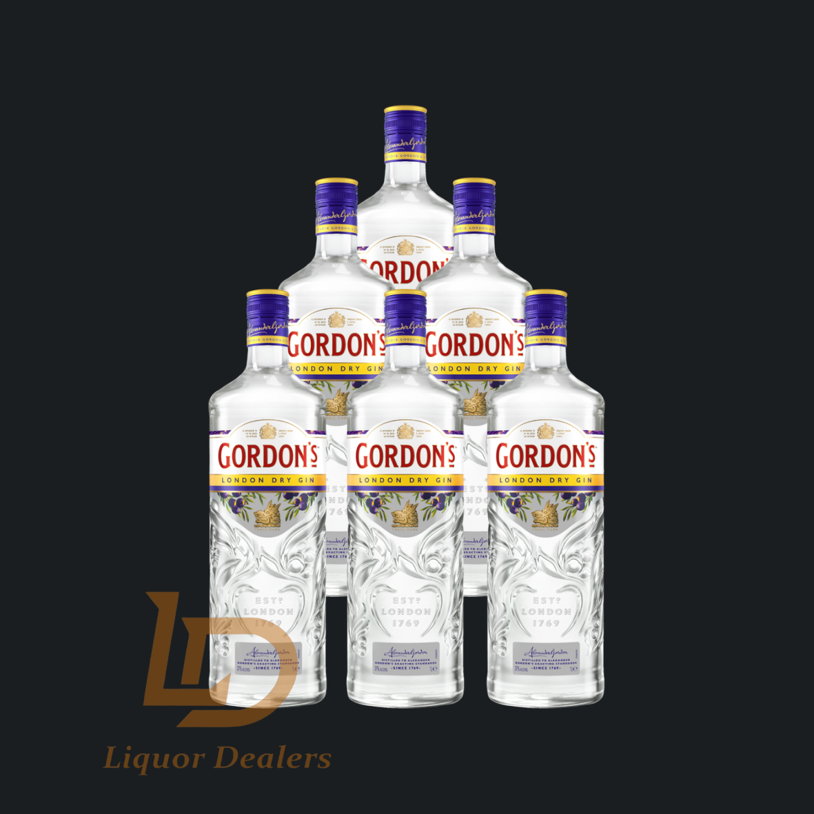 6x Gordons Gin 1 Litre