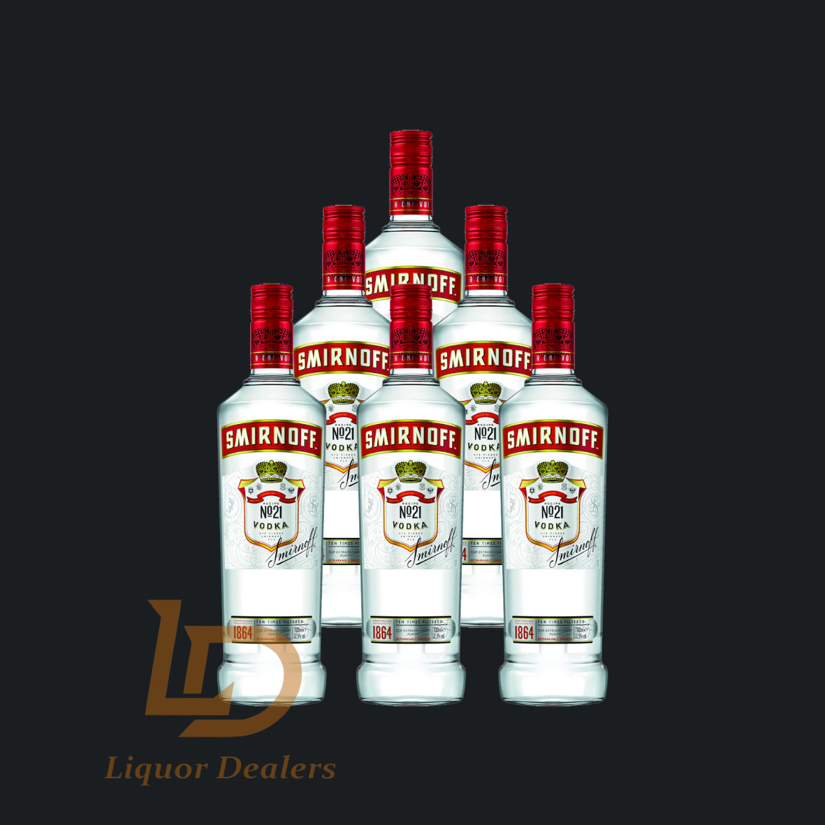 6x Smirnoff 1L Vodka (Case Deal)