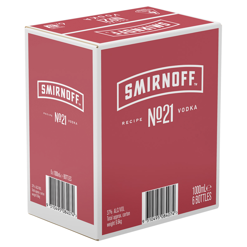 Smirnoff 1L 6x Bottles (Case Deal)