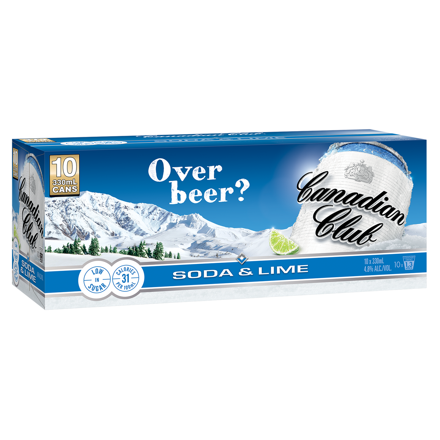 Canadian Club Soda & Lime 4.8% Cans 10x330ml