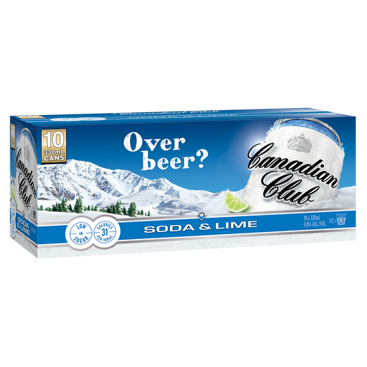 Canadian Club Soda & Lime 4.8% Cans 10x330ml